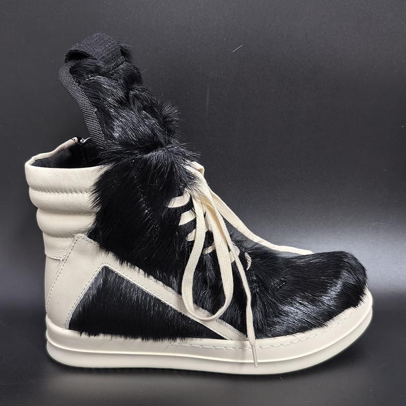 Nowe Luksusowe Patchworkowe Buty Sportowe Wysokie Męskie Ze Skóry Naturalnej Niebieskie Włosie Końskie Okrągły Nosek Sznurowane Zamki Błyskawiczne Buty Deskorolkowe dla Pary