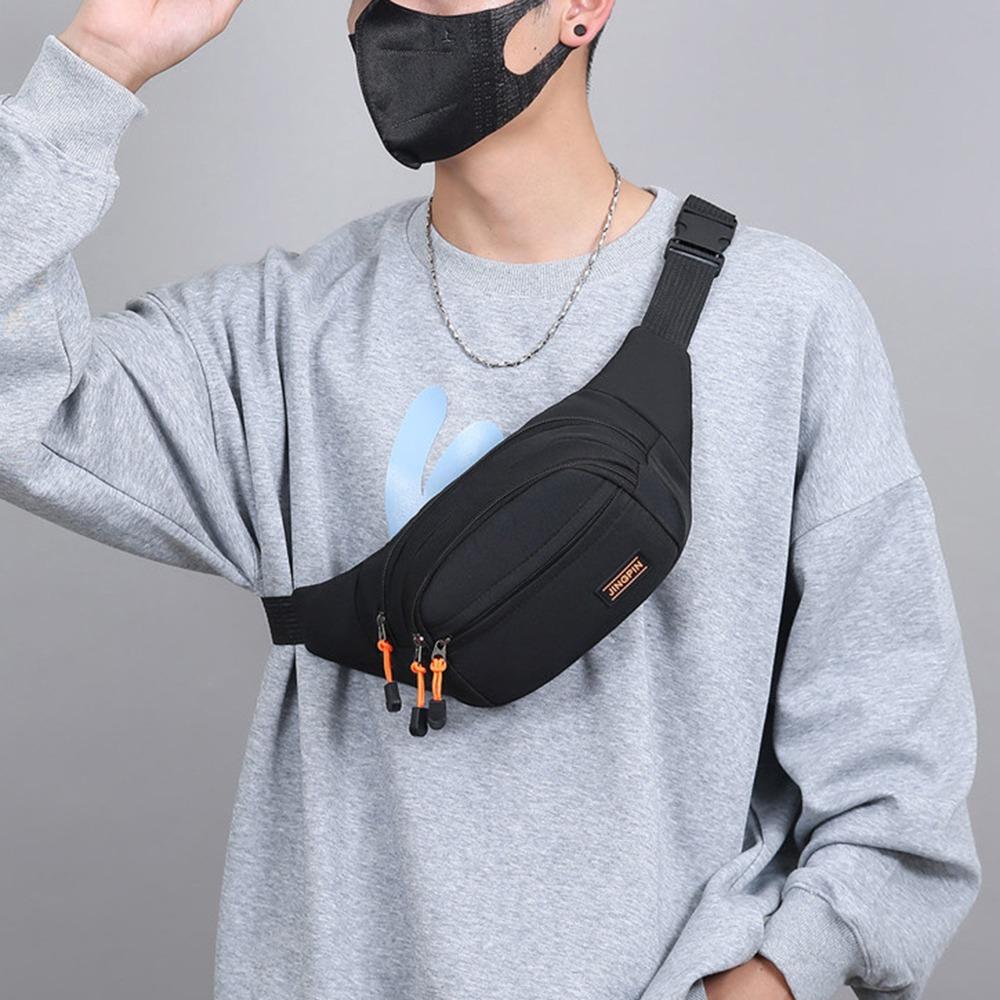 Simple Nylon Men Chest Bag Waterproof Adjustable Strap Outdoor Waist Bag Large Capacity Japanese Style Sports Walking Bag Men