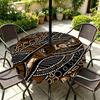 Outdoor Round Tablecloth With Umbrella Hole Patio Garden Deck Waterproof Oil Resistant Drop Cloth