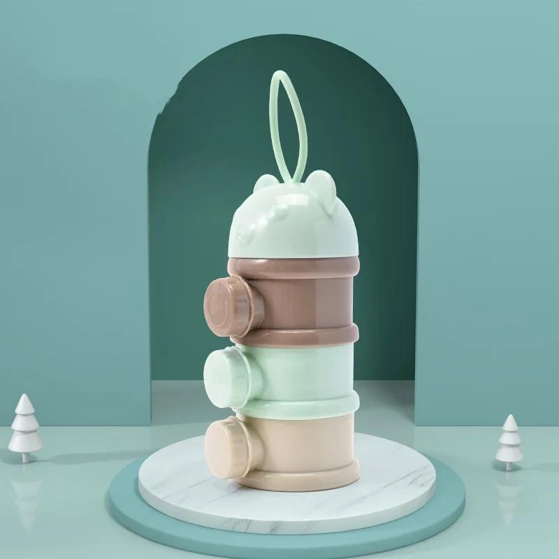 3/4Layer Portable Baby Food Storage Box Cartoon Milk Powder Dispenser for Toddlers, Snack Container for Infants, Kids Lunch Box