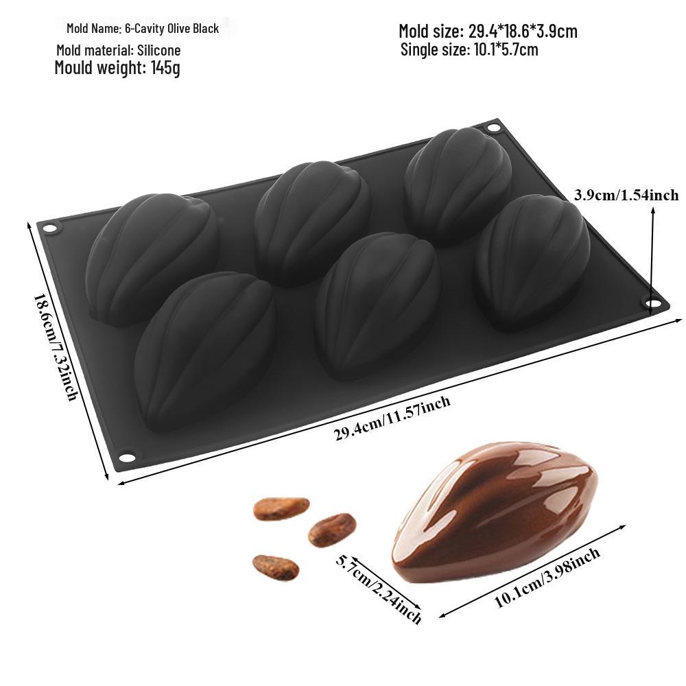 Cacao Fruit Mousse 6-Cavity Silicone Cake Mold for French Desserts