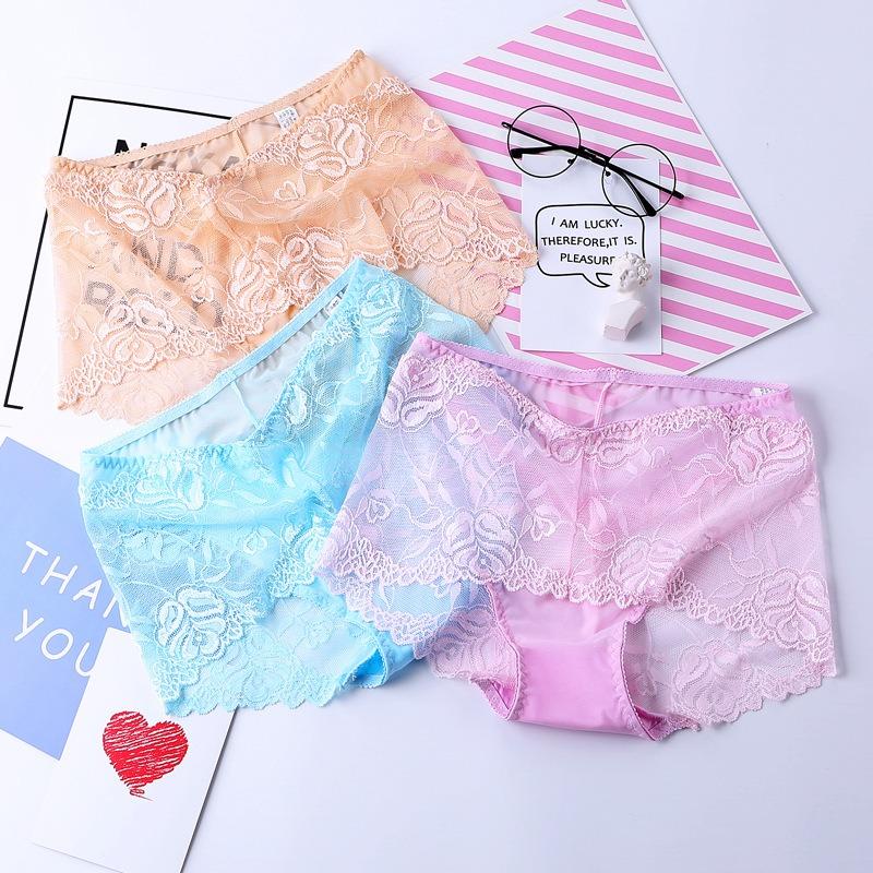High Waist Women's Panties Sexy Hollow Lace Panties Comfortable Breathable Shorts