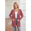 Autumn and Winter Solid Color Loose Long Sleeve Pocket Cardigan Jacket Women's New Style