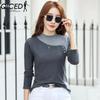 Blusas e Camisas Casuais de Manga Comprida com Decote O da Moda Feminina