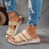 Ladies' Multi-color Elastic Ribbon Slippers with Velcro Adhesive Soft Sole Outdoor Walking Slippers