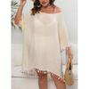 Damen-Cover-Ups-Kleid, Übergröße, Quaste, Spleißen, Ein-Ausschnitt, sexy, rückenfrei, Strand-Badebekleidung, Cover-Ups
