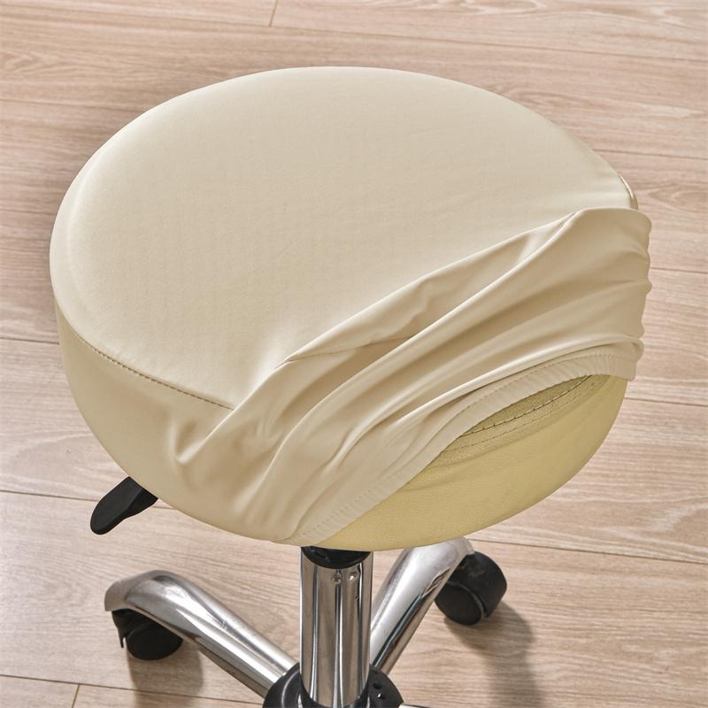 1pc Waterproof Round Stool Cover Stretch PU Leather Bar Stool Covers All Inclusive Rotating Chair Seat Slipcover Home Hotel