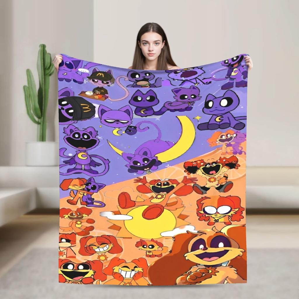 Cartoon S-Smiling Critters Anime Blankets Game Plush Novelty Warm Throw Blanket for Home Autumn/Winter