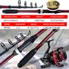 New 1.8m Telescopic Fiberglass Fishing Rod with Reel and Line - Straight Handle Lure Short Sea Rod