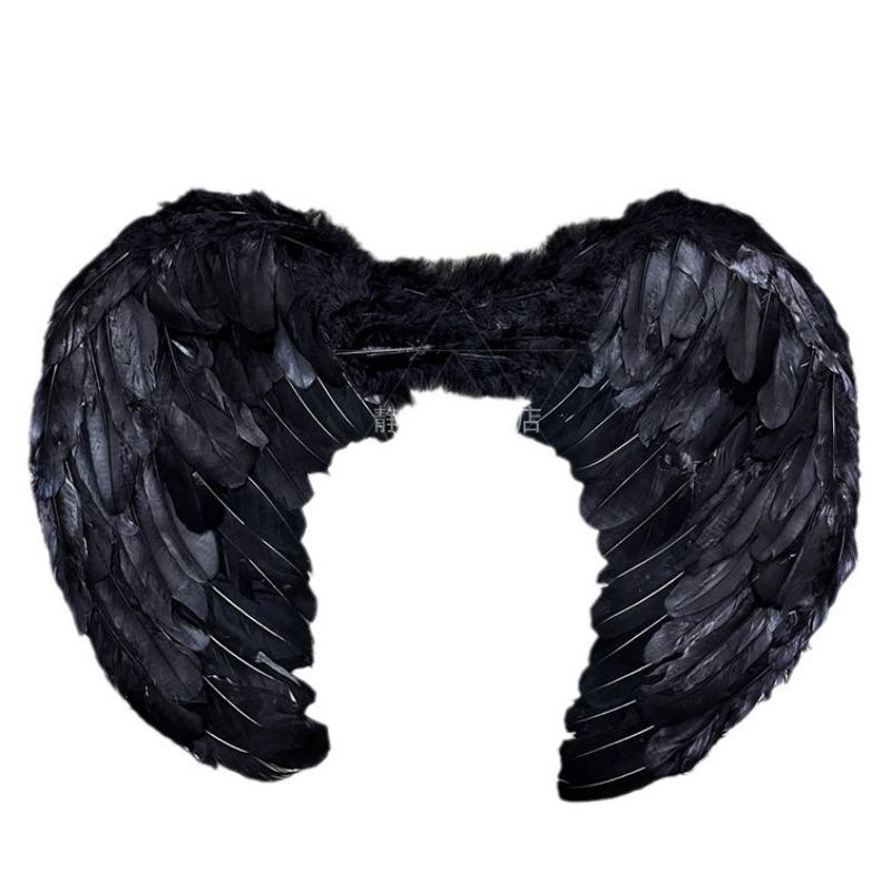 Black Fallen Angel Wings, Halloween Demon Wings Props Stage Show Heart Wings