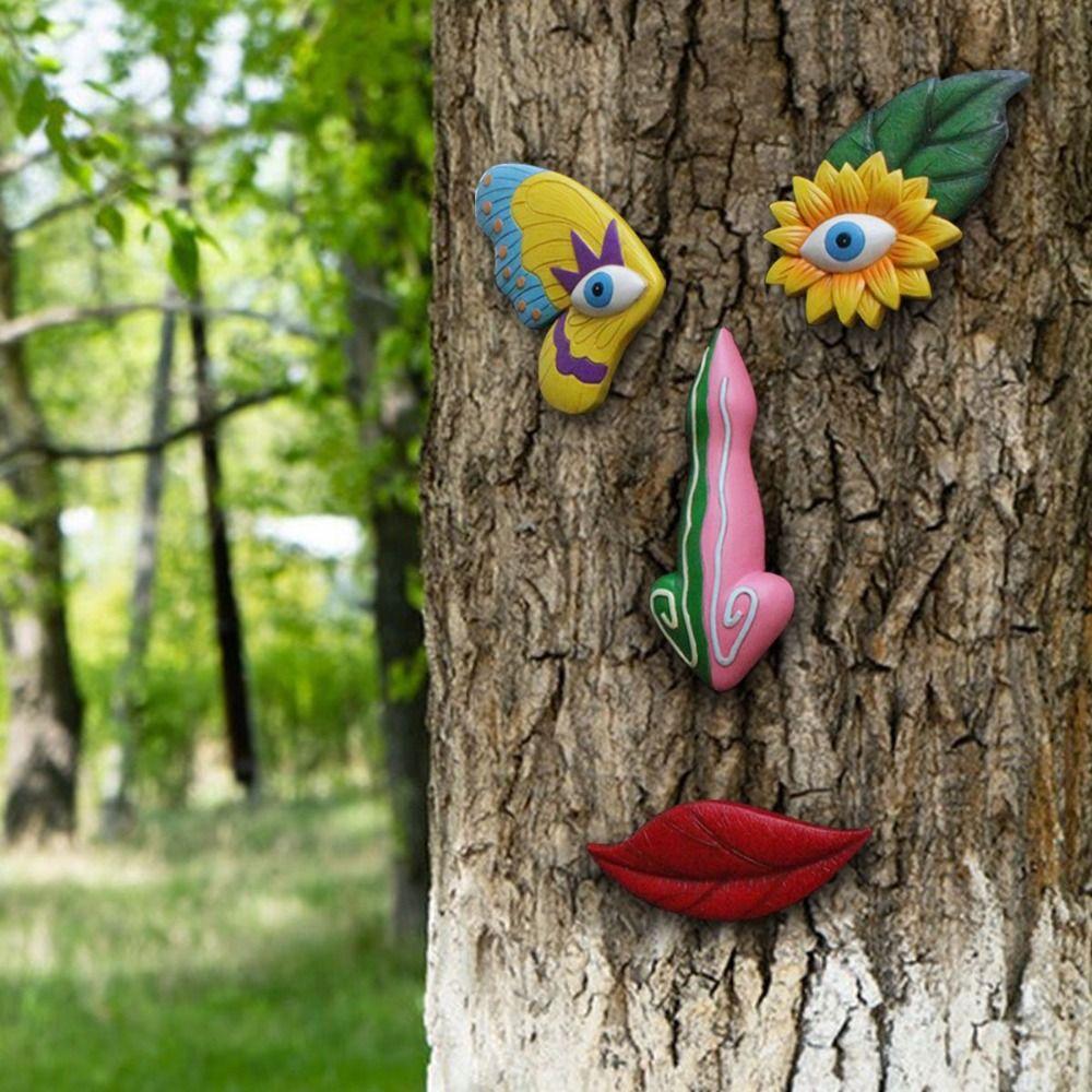 1 Set Colorful Butterfly Tree Face Pendants Handmade Resin Garden Sculptures  Home Decor