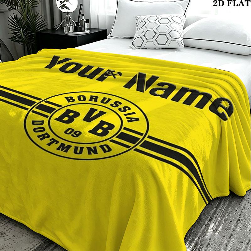 1PC Borussia Custom Name Patterned Flannel Blanket Suitable For All Seasons for Home Decor Warmth and Comfort Gifts Holiday Present