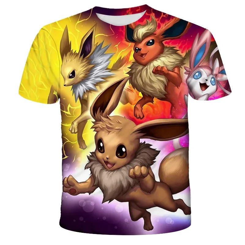 Kids 3D T-shirt Pocket Monster Cartoon Short Sleeve Tops Summer Casual Wear