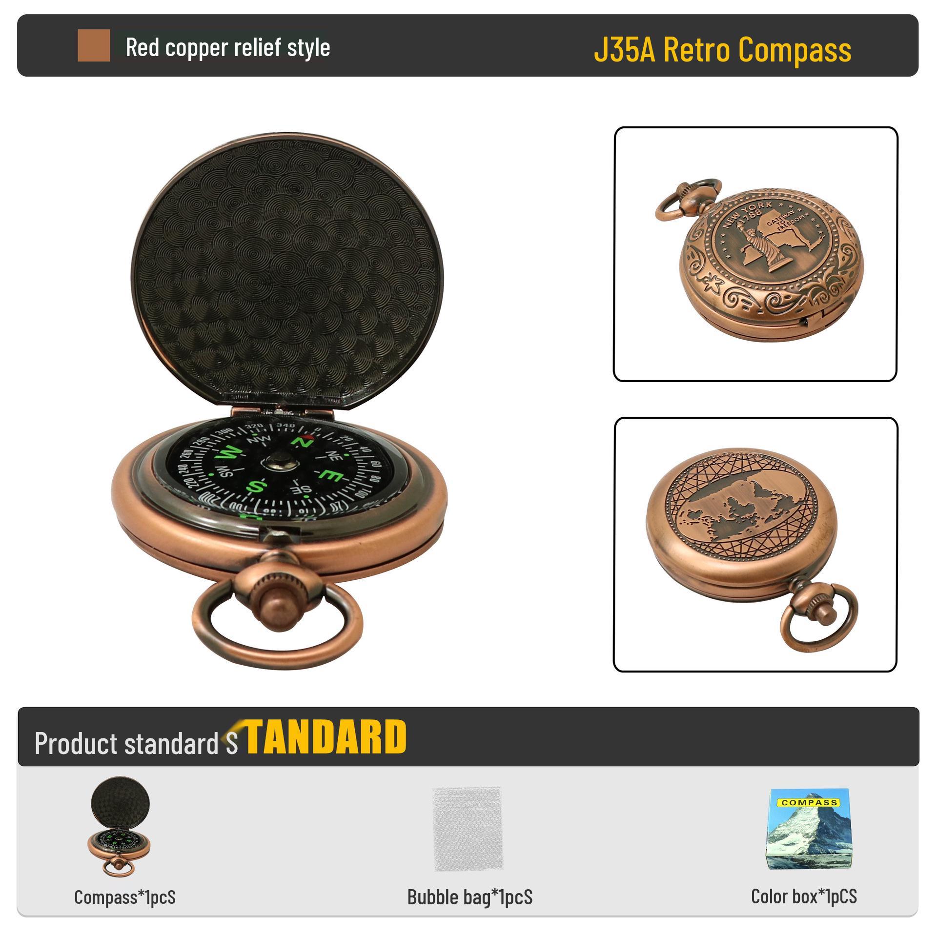 

Spot J35A Retro Flip Pocket Watch with North-Pointing Zinc Alloy Compass - Metal Outdoor Gift