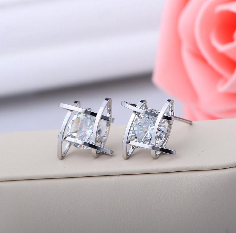 

2016 New Fashion Square Zircon Earrings, Cz Upscale Magnificent Tic Gold Stud Earring Women Zircon Wholesale And Retail мідний