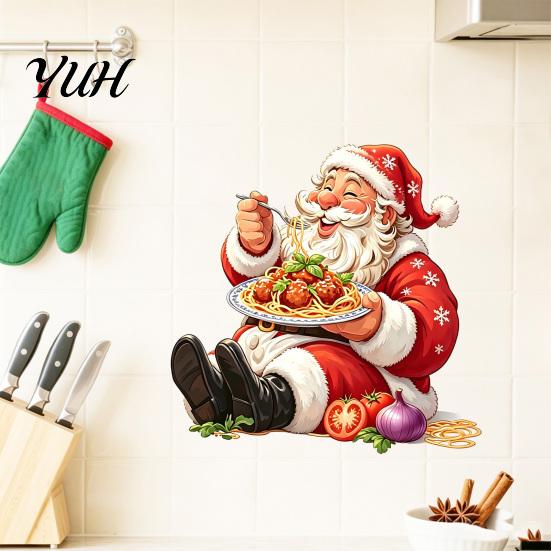 Easy to Apply Wall Murals Santa Claus Sticker, Waterproof PVC Decal, Removable Decorative Window Clings Festive Art for Glass Windows And Doors