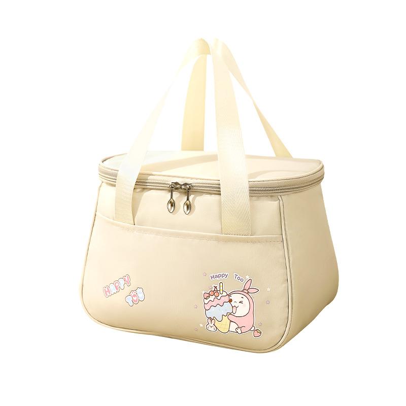 

Women Cartoon lunch box bag lunch box insulation bag Portable office worker lunch box handbag Large Capacity Cute Cooler Bag бежевый