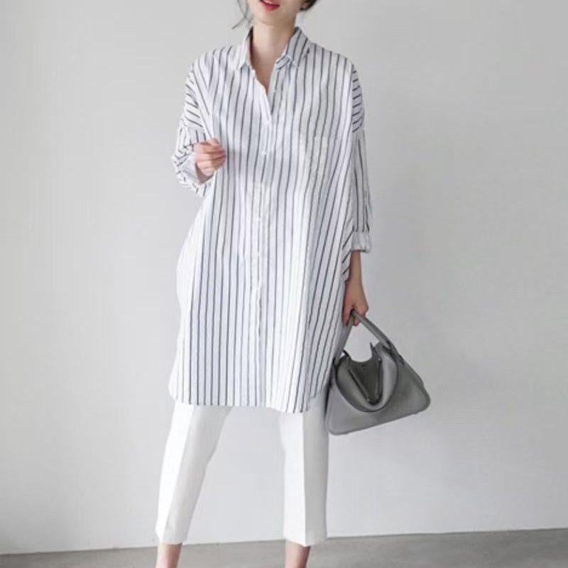 Summer Women Fashion Blouse Lapel Neck Long Sleeve Shirt Femme Casual Loose Work OL Tops Tunic Oversized Solid Blusas