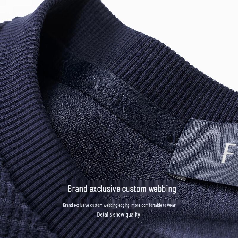 Shanshan Men's Waffle-Knit Round Neck Pullover Sweatshirt