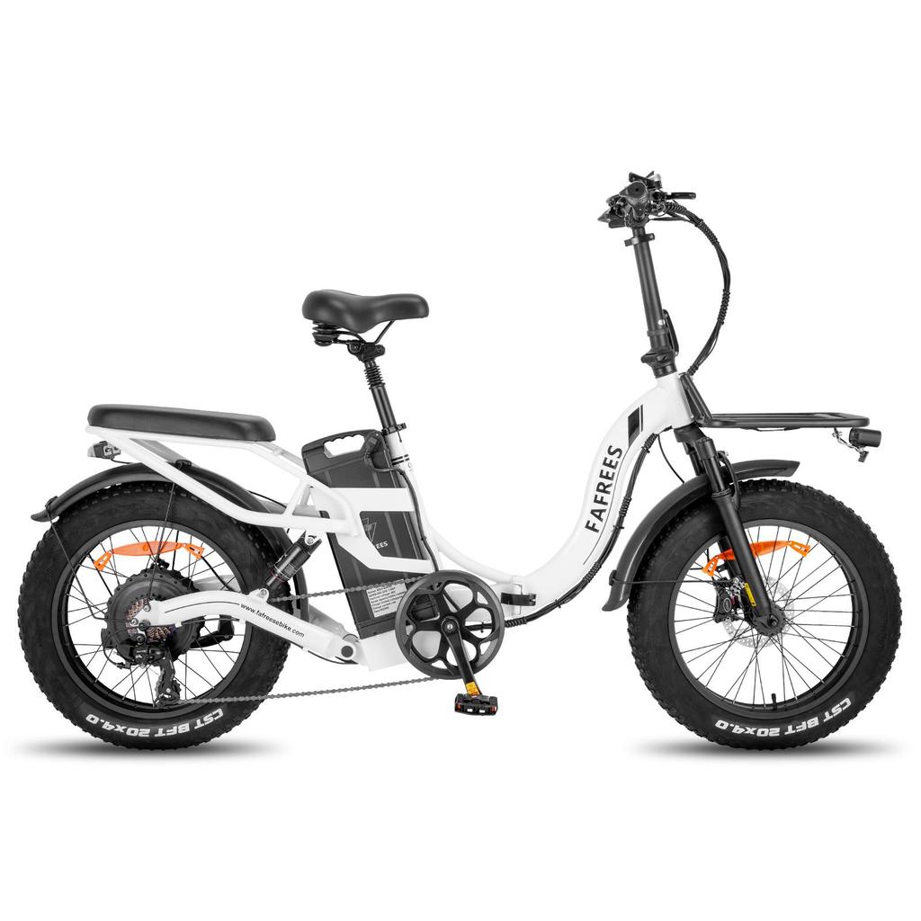 Fafrees F20 X-Max 750W Step-Thru Foldable E-Bike, 48V 30Ah Samsung Battery, Hydraulic Brakes, Dual Suspension, 20"×4.0" Tires, Seat & Front Cargo Rack