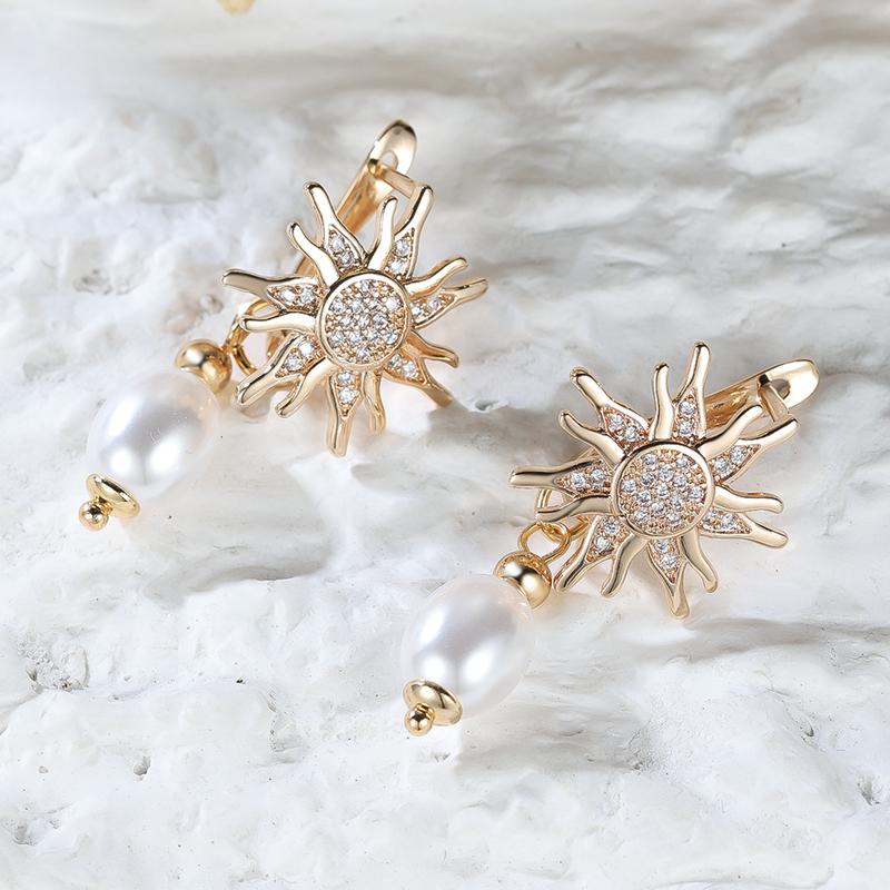 Модные серьги-подвески в виде цветка солнца для женщин — фото 5