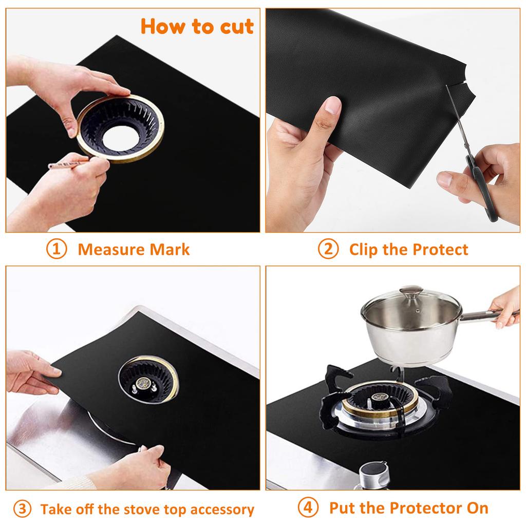 Gas Stove Surface Protection Pad Protecting Mat with Scraper and Brush Washable Oil And Dirt Resistant Kitchen Cleaning Accessor