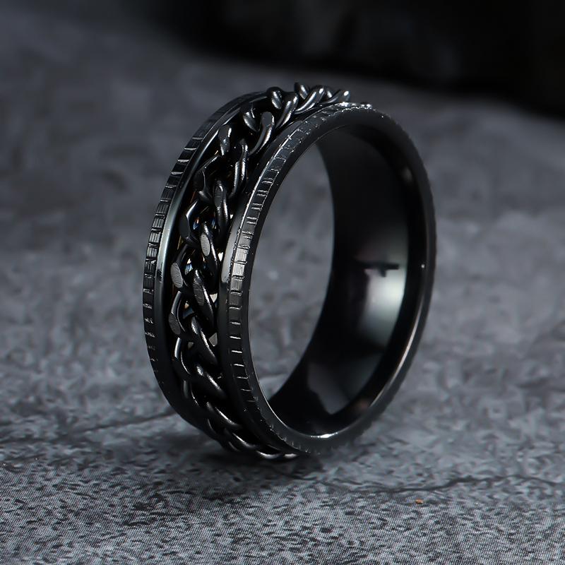 New In Metal Spinner Fidget Cool Rings for Men Stainless Steel Rotatable Chain Anxiety Relife Spinning Ring Anillo Antiestres