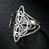 Teamer Witch Knot Stainless Steel Ring Women Wiccan Cross Celtics Knot Ring Witchcraft Good Luck Protection Amulet Birthday Gift
