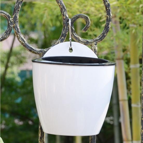 Hanging Self Watering Planter Flower Pot with Water Reservoir Wick Ropes