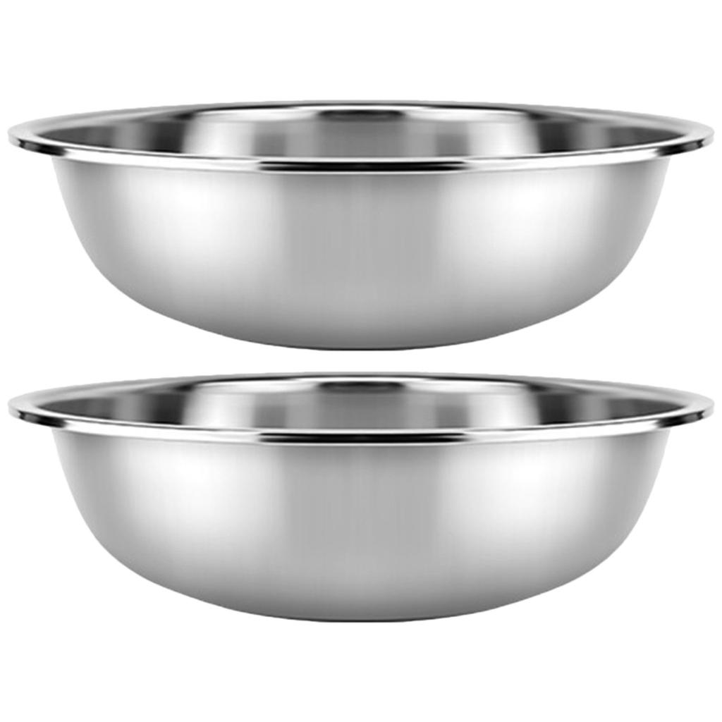 2Pcs Stainless Steel Basin Vegetable Washing Large Kitchen Mixing Bowl Multipurpose Salad Fruit Basin Stainless Steel Bowl