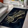 1PC Squid Illustration with Gold Patterns Carpet for Living Room Bedroom Sofa Home Decor Rug Non-slip Floor Mat Luxury Gift