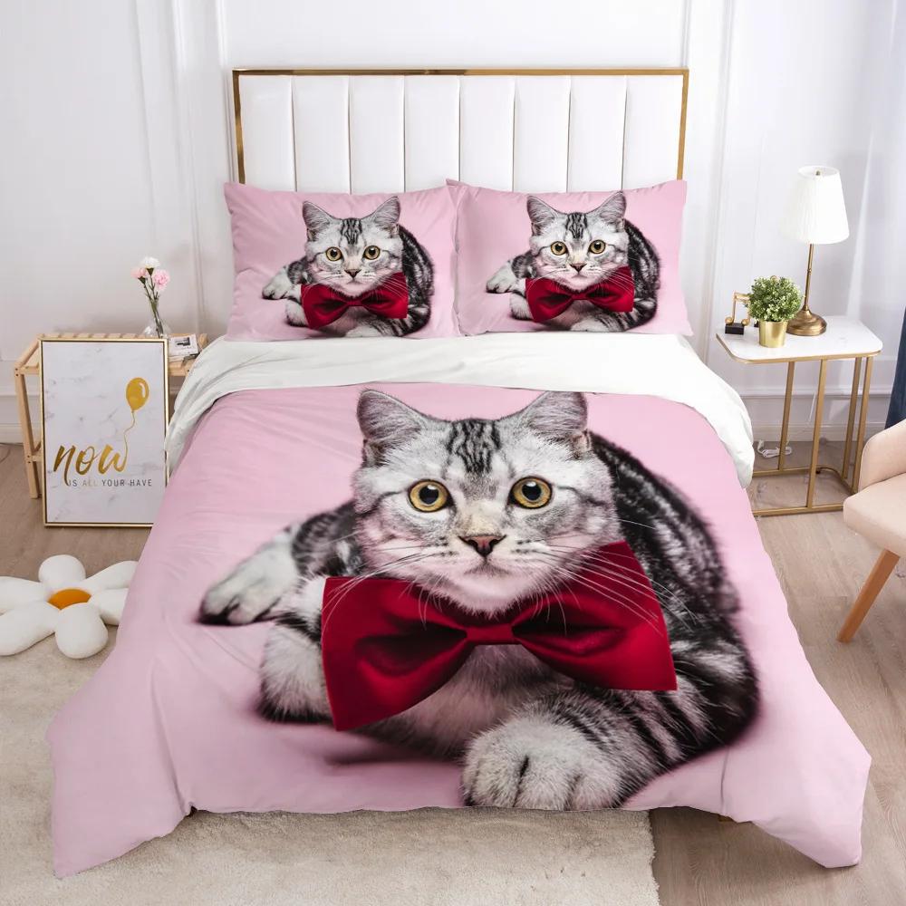 Print 3d King Size Bedding Set Home Textile Pet Cats,Dogs, Wolf Animal Duvet Cover Set Classic Black And White Bedding Set Hot