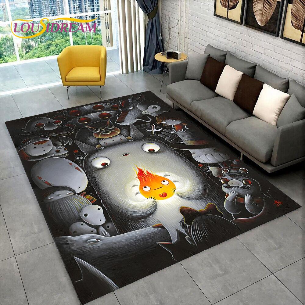 Cartoon My Neighbor T-Totoro Anime Area Rug,Carpet Rug for Living Room Bedroom Sofa Doormat Decoration,Kid Non-slip Floor Mat 3D