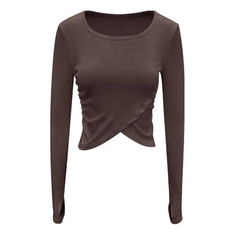 Tangjun Women s Cross-Front Long-Sleeve Yoga Knit Top S-XL
