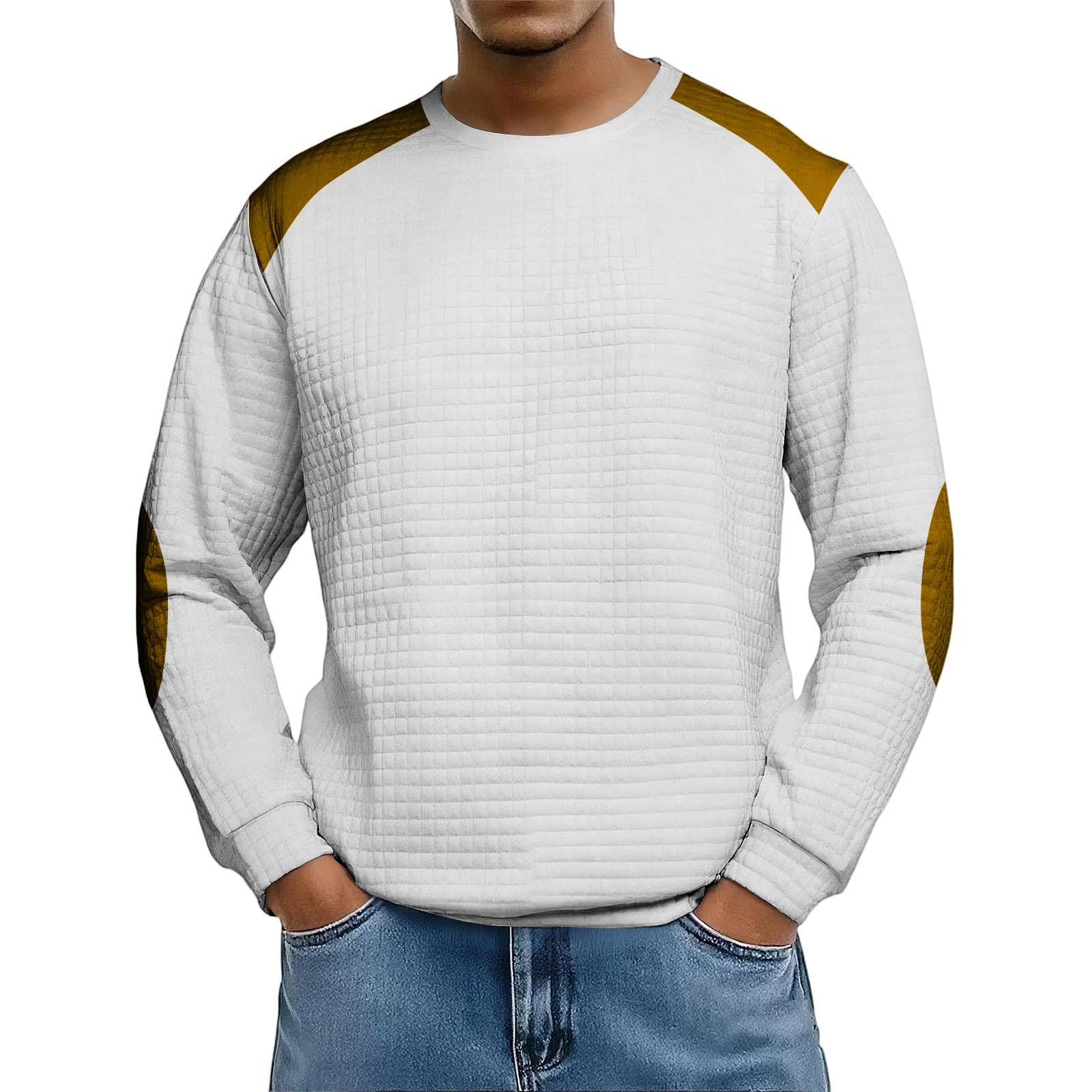 

Мужской повседневный топ с вафельным переплетением и свободным кроем, с длинными рукавами и вырезом горловины. XXXL белый