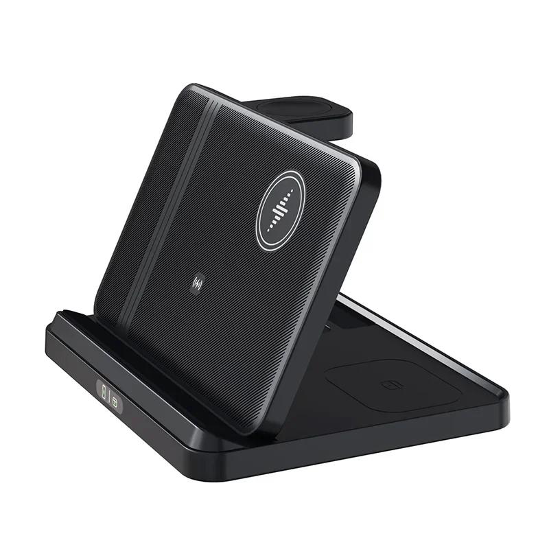 

VIKEFON Wireless Charger Stand For Samsung Z Fold Zflip5 S24 S23 Ultra Galaxy Watch 6 5 Bud Foldable Fast Charging Dock Station чорний
