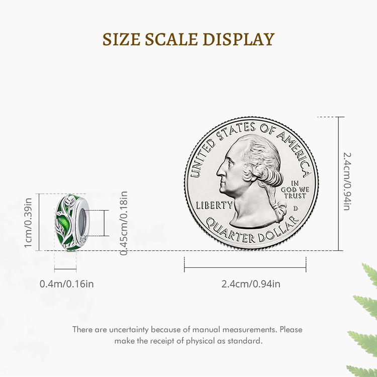 WOSTU Authentische 925er-Sterlingsilber-Charm-Perlen aus zartem grünen Emaille-Ranken-Silber-Silikon für Damen-Armbänder und Armreifen, edler Schmuck