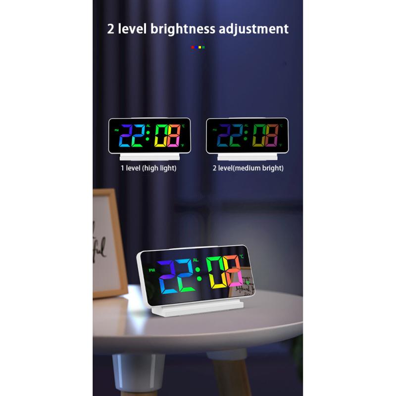Digital Alarm Clock Colorful Screen Large Display Modern Desk Electronic Clock For Bedroom Home