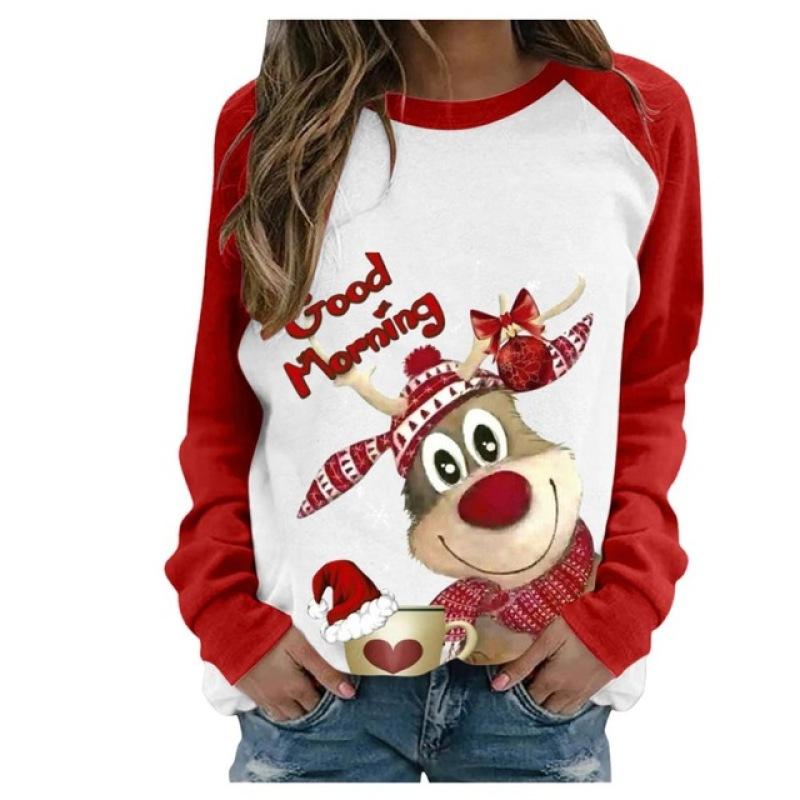 Women's Christmas Elk Print Western Long Sleeve Shirt main image 1