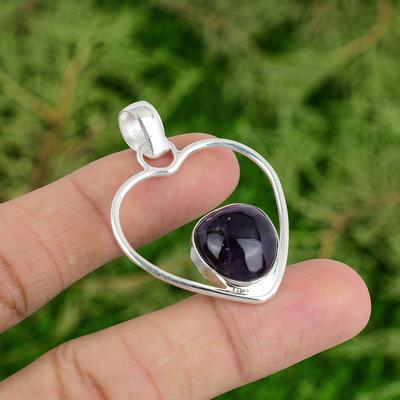 Töchtertag Angebot 925 Silber Natürlicher Afrikanischer Amethyst Herz Februar Anhänger