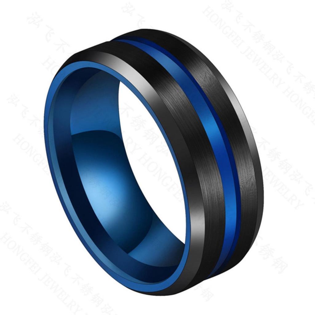 Cross Fashion Two-Color 8mm Brushed Titanium Steel Ring