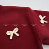 Girls' 2025 Sweater and Jeans Set: Warm Autumn/Winter Knit Pullover with Bow.