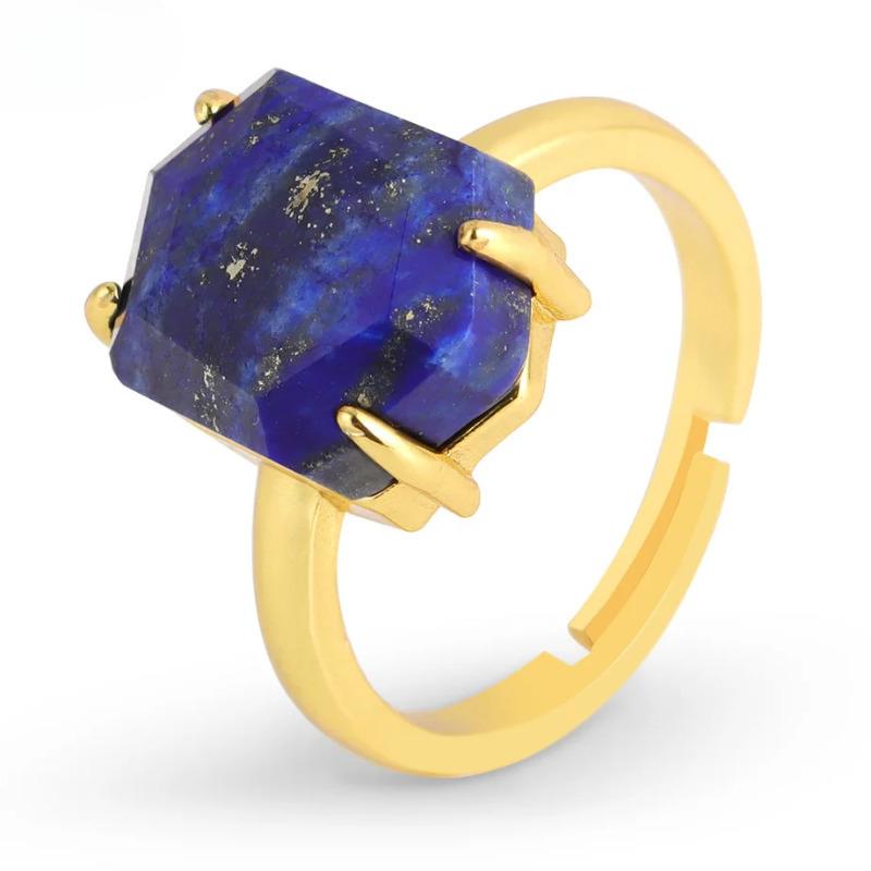 Natural Stone Ring for Men Faceted Crystal Healing Tiger Eye Amethysts Luxury Gold Color Ring Jewelry Accessorise H544