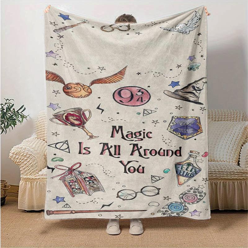 Harry Potter Magic Wand Poster: Enchanted Hogwarts DecorPrint Blanket, Soft Blanket For Sofa Office Bed And Travelling Daughter Birthday Gif