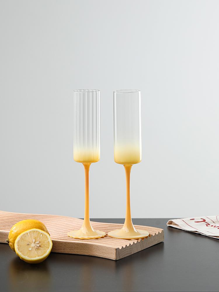 Multicolor Champagne Flute Tall Glass Light Drinking Glass Sparkling Wine Glass Glass Cup Sweet Wine Glass Housewarming Gif