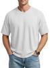 Men's Waffle Knit Short Sleeve T-Shirt Spring Summer Lightweight Breathable V-Neck Raglan Sleeve Casual Solid Top