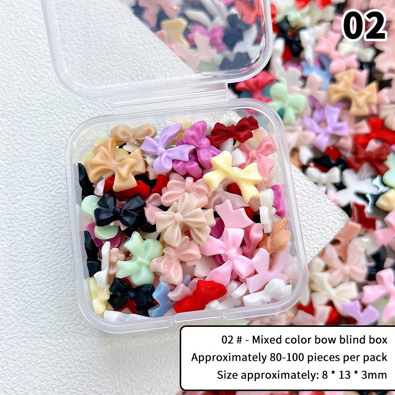 

1Box Mixed Ribbon Bow Nail Charm Resin Cartoon Nails Decoration Nail Art Diy Nails Accessories Stereoscopic