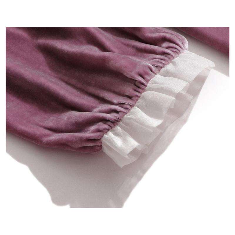 Gold Velvet Shirt Women's New Spring Style Loose High-quality Solid Color Fungus Collar Mid-length Top