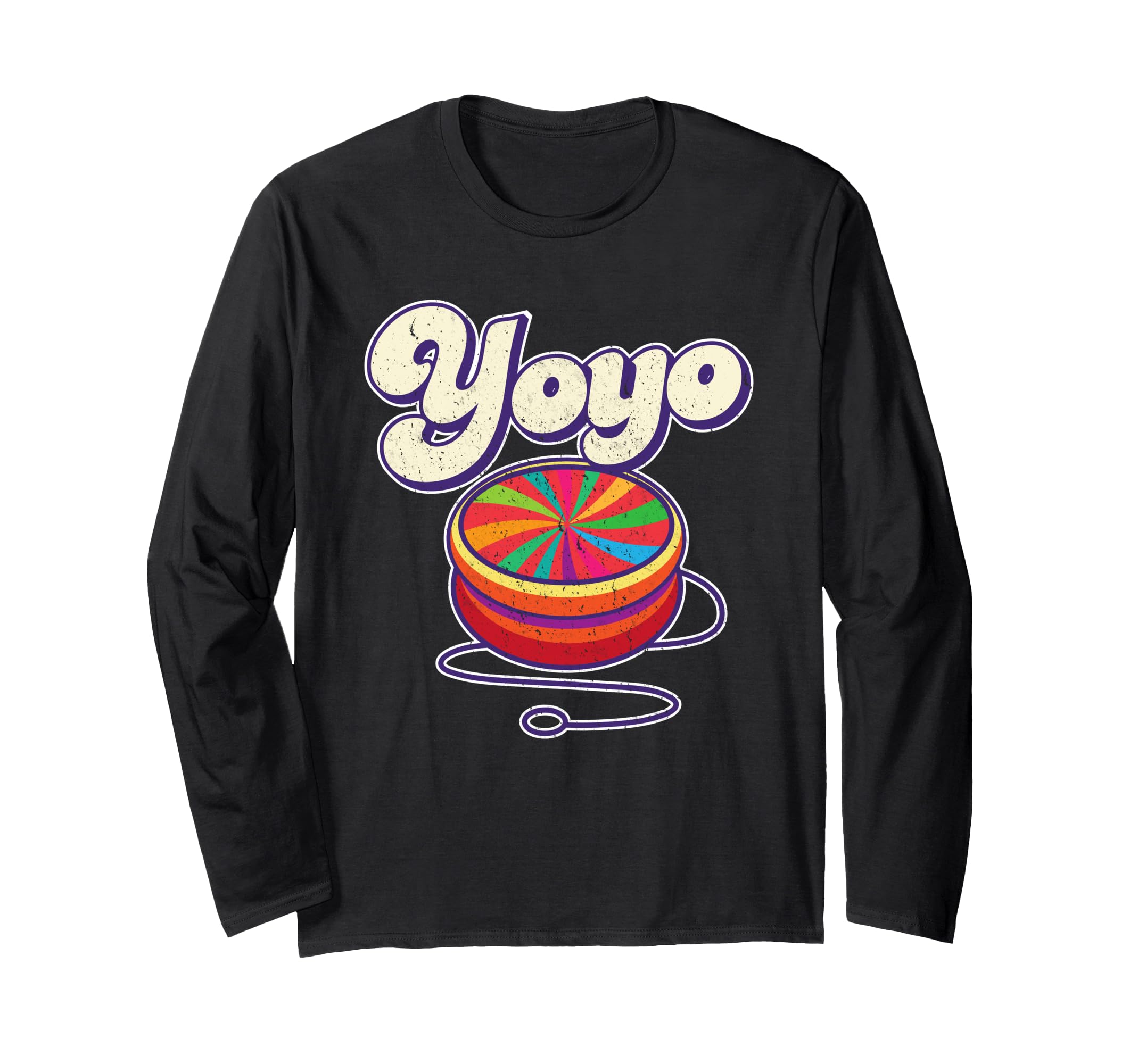 70s Retro Vintage Toy I Cool Yo-Yo Yo-Yo Long-Sleeve T-Shirt чёрный