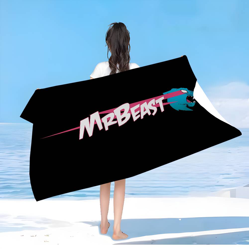 Popular Self Media Bloggers M-MrBeast Microfiber Printed Beach Towel Mountain Climbing Yoga Beach Running Absorbent Soft Towel